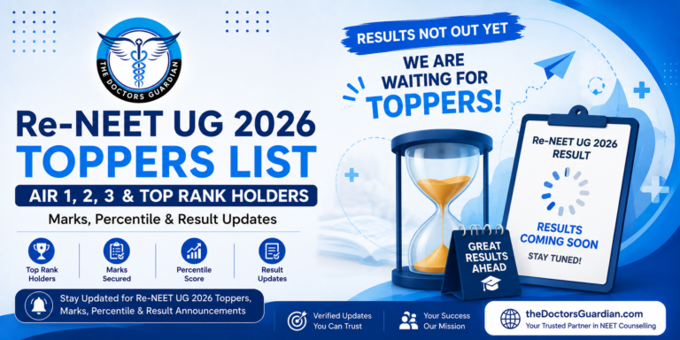 Re-NEET UG 2026 Toppers List: AIR 1, 2,3, Top Rank Holders